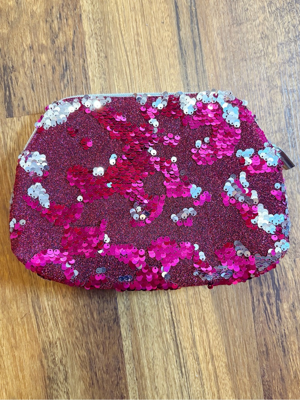 ♥️💖 NWOT Hot Pink Glitter & Sequins Makeup Bag Cosmetics Case Toiletries